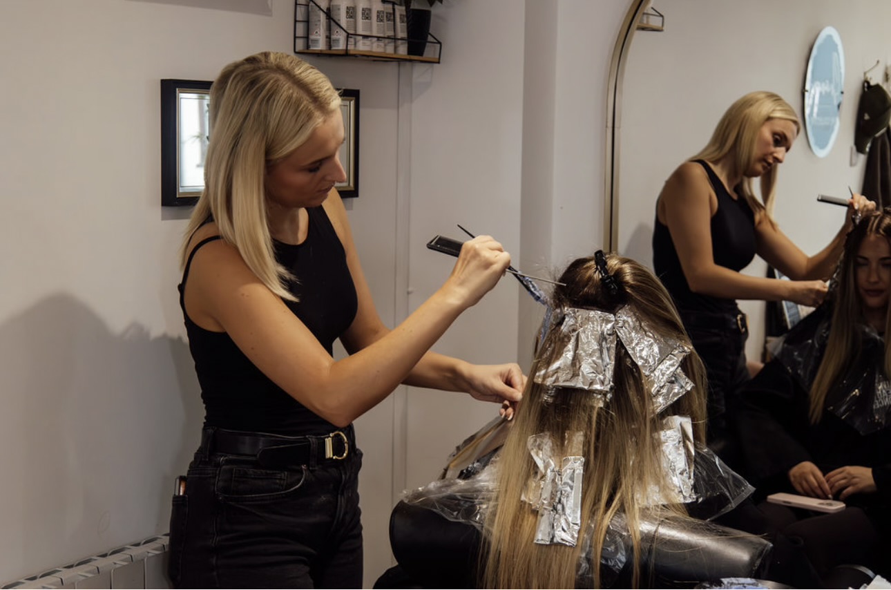 Megan Brown working in the salon