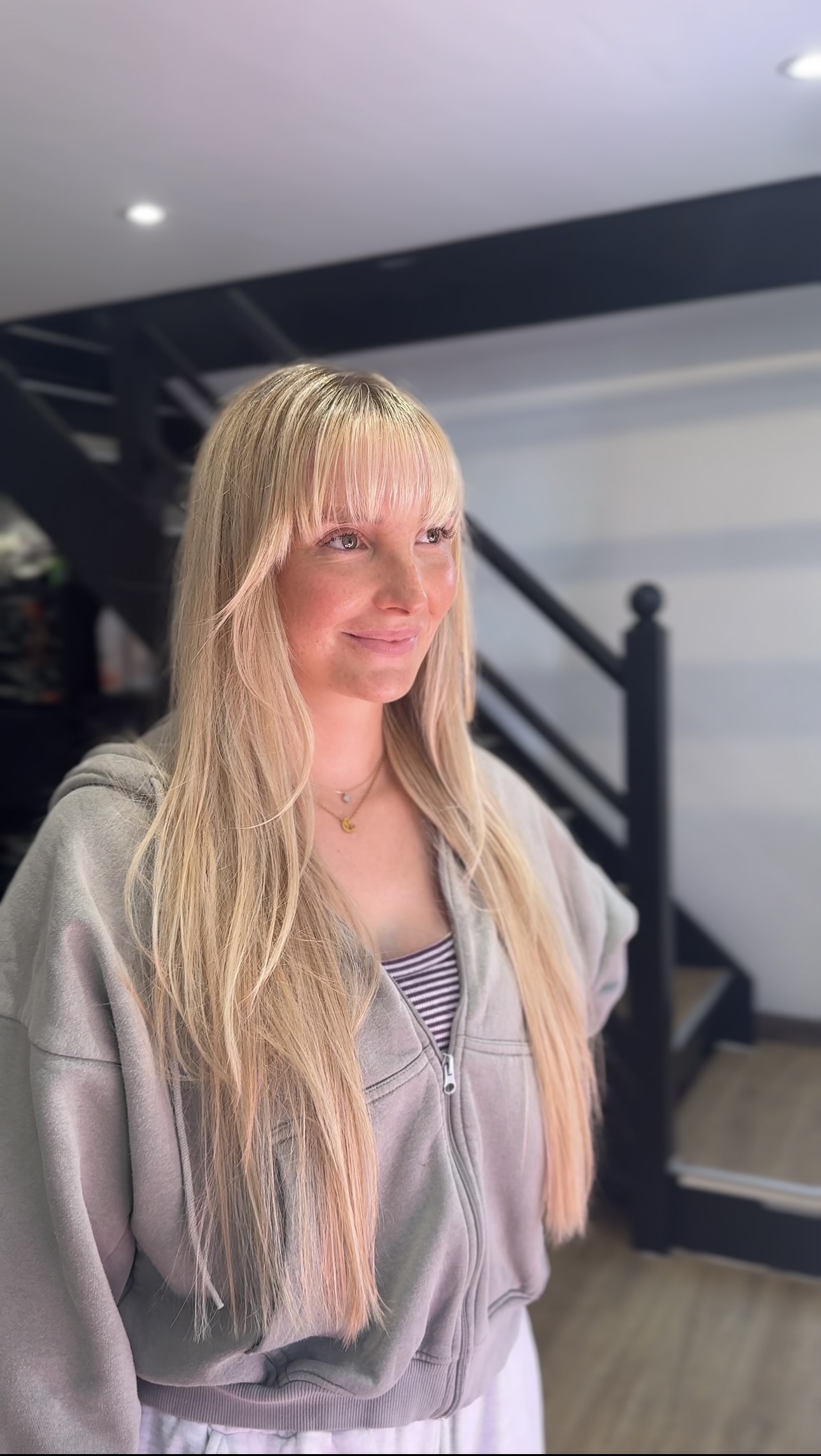 Beautiful long blonde result with fringe