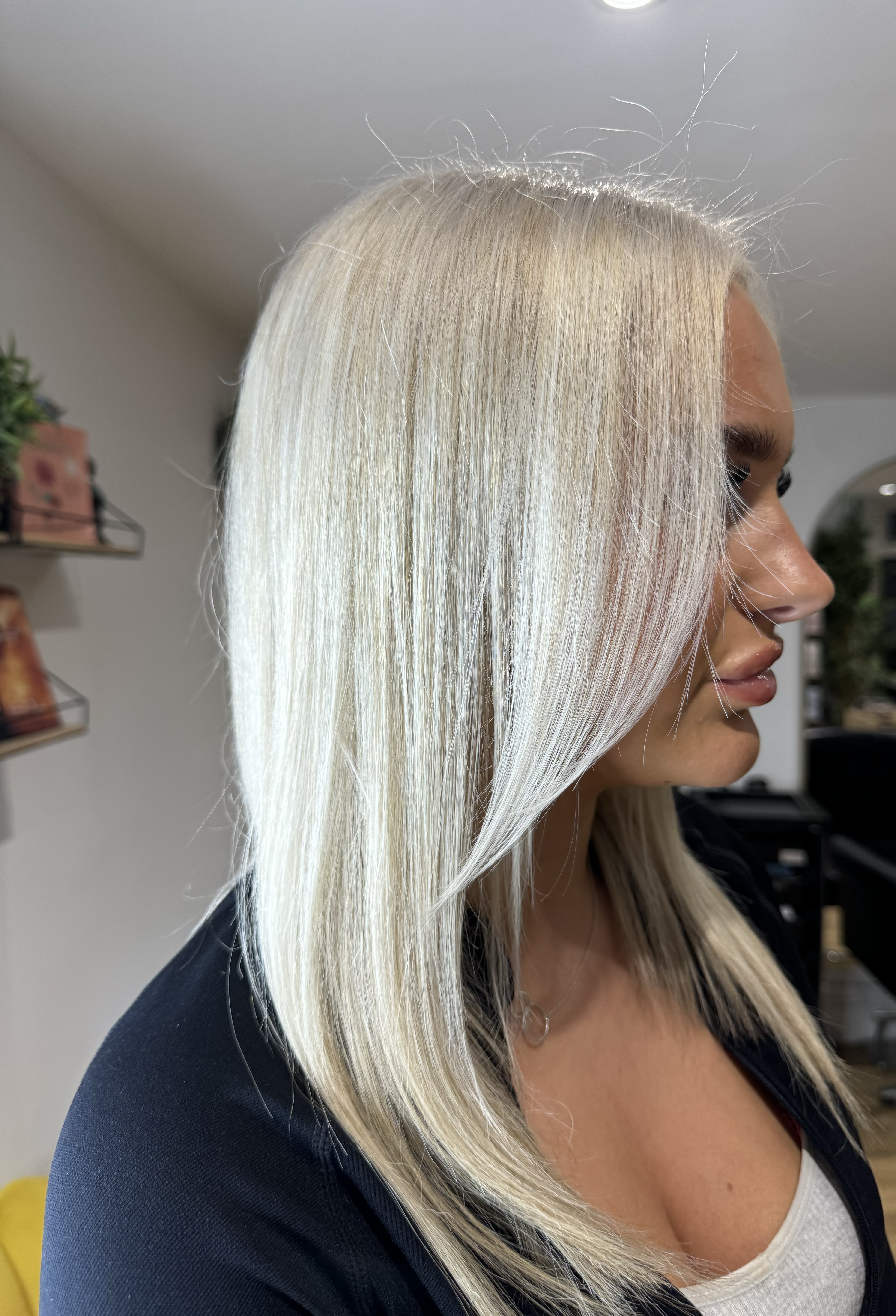 Platinum blonde sleek straight